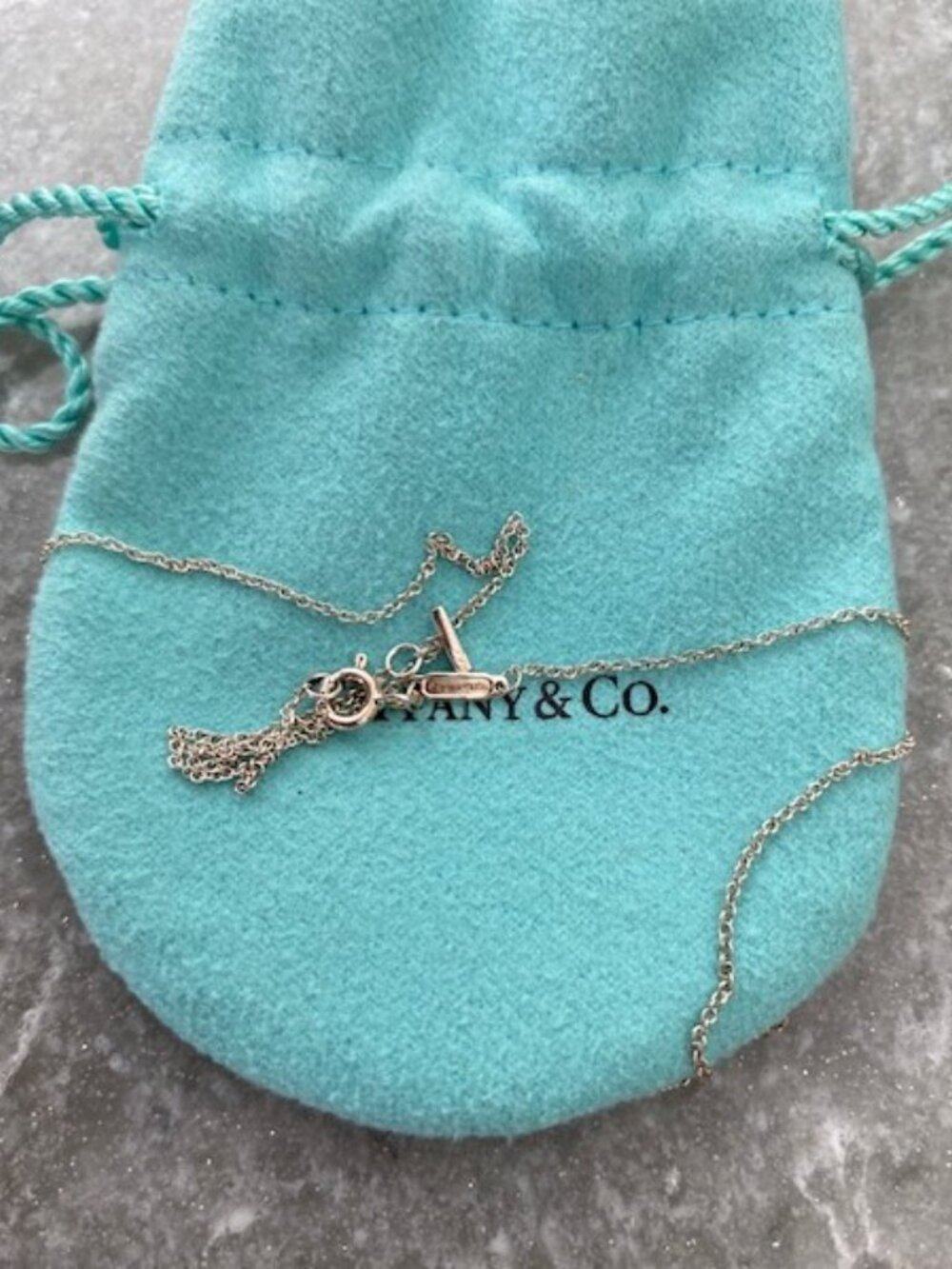 Tiffany & Co Sterling Silver Necklace T-smile Pendant Authentic - Picture 9 of 9